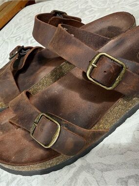 White Mountain Gracie Slide Sandal - genuine brown leather